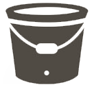 A dark-grey flat-coloured silouhetted image of a plastic pail